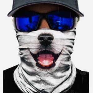 Unisex 2pcs Face Mask Scarf, Skull and Dog- OS